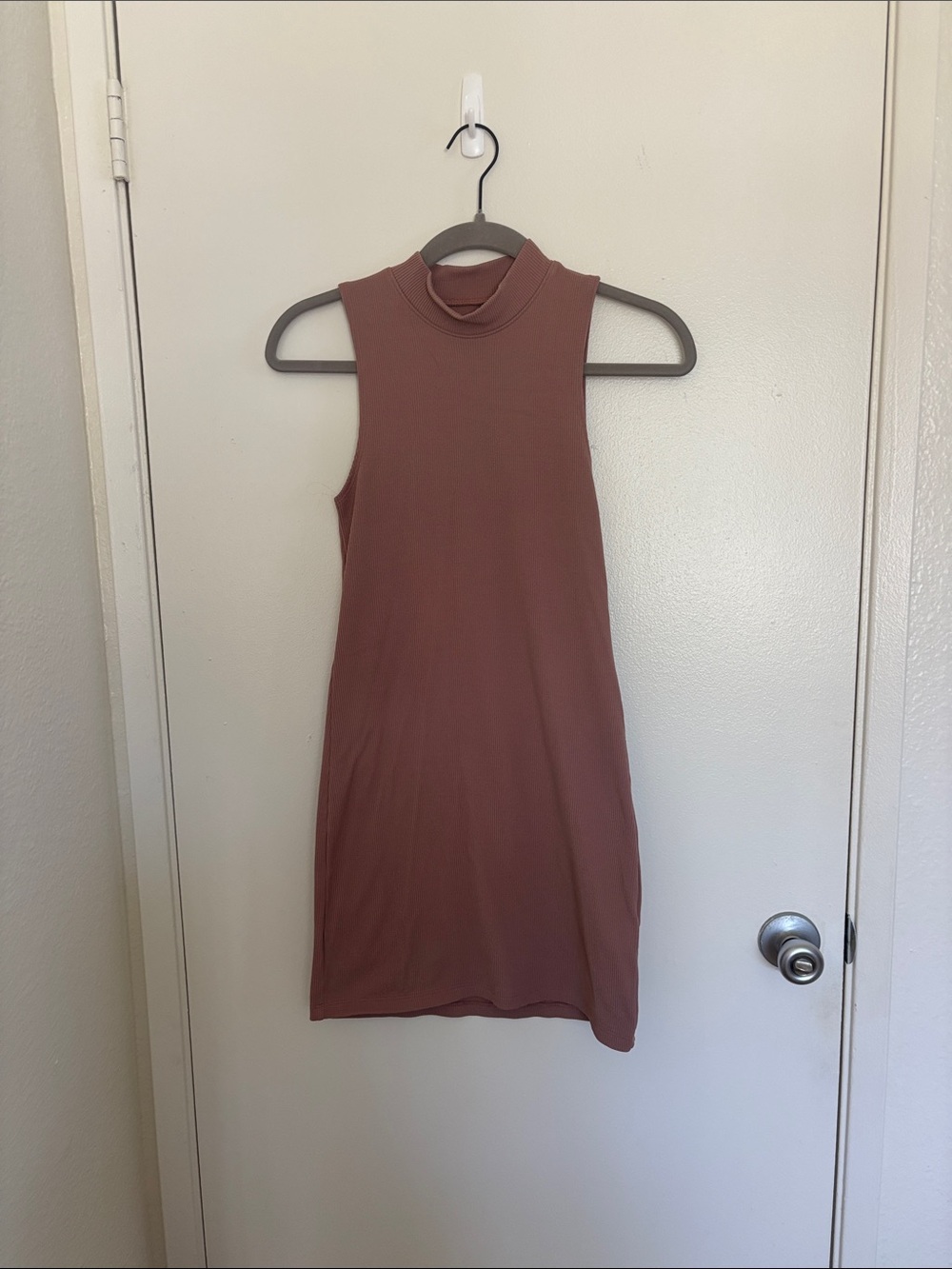 Abercrombie and Fitch Sleeveless Mock Neck Bodycon Dress - Mauve Brown